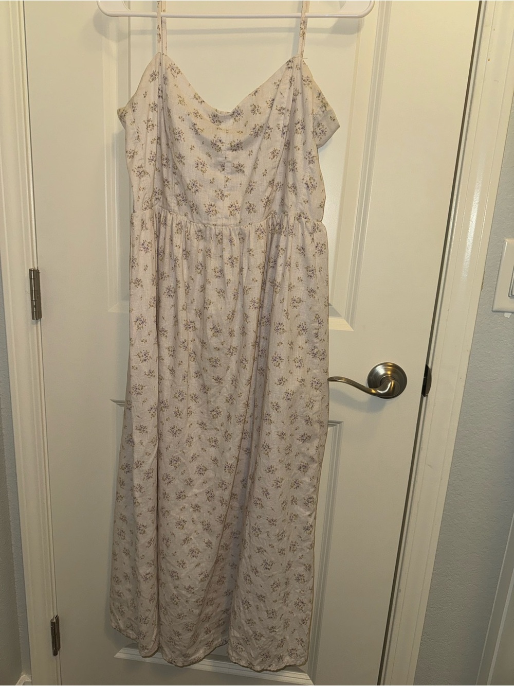 H&M Cream & Purple Linen Midi Dress